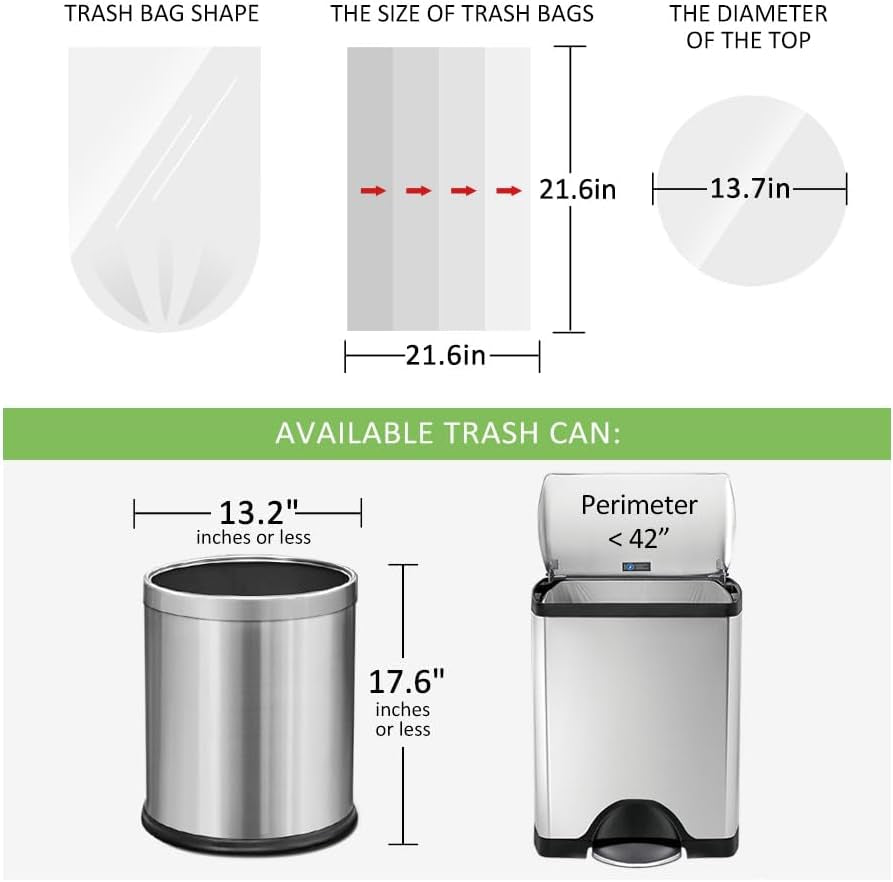 5 Gallon 180 Counts Small Strong Trash Bags Garbage Bags by , Fit 18-20 Liter, 4.5-5,5.3 Gal Trash Bin Liners for Home Office Kitchen Bathroom Bedroom, Black