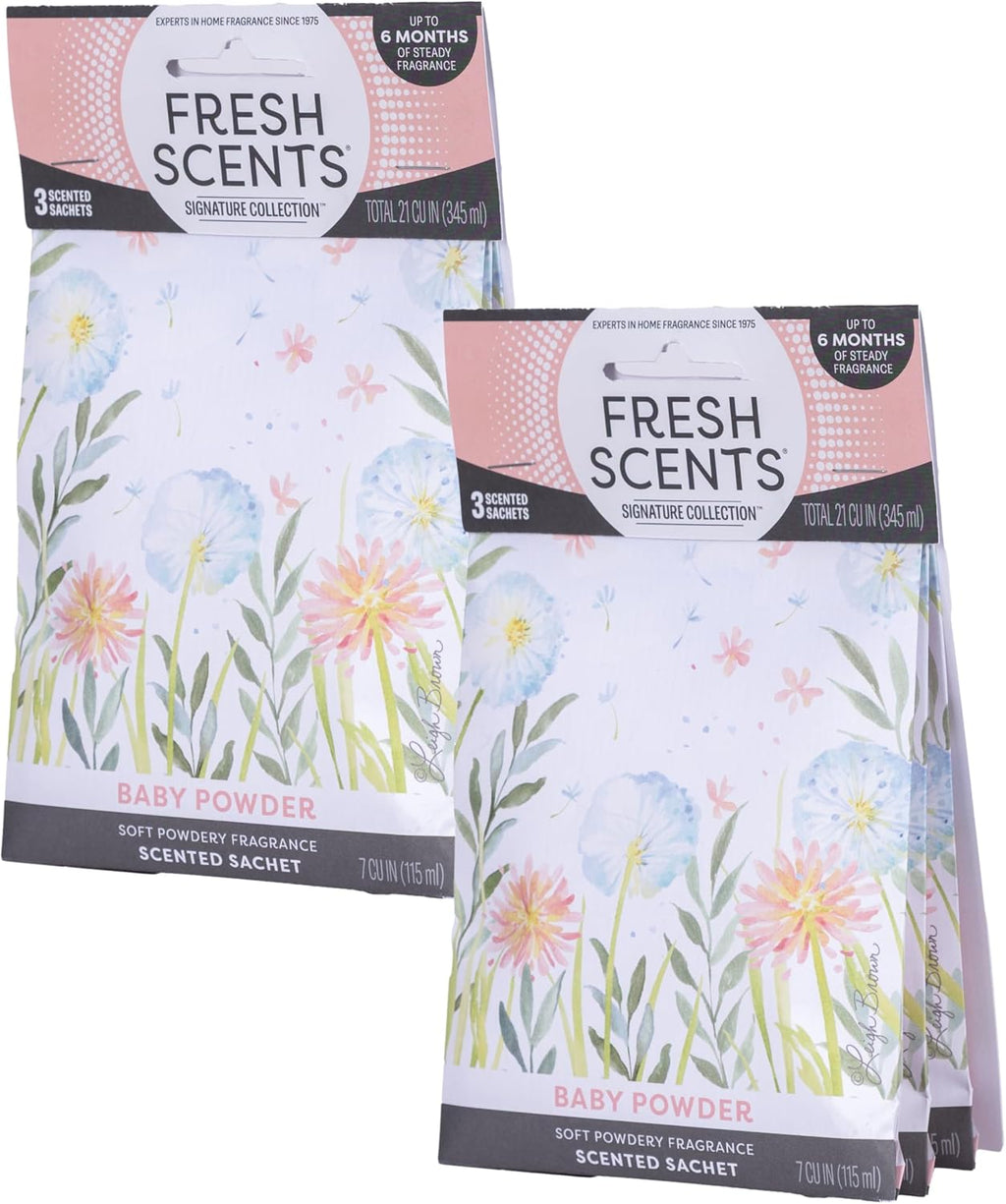 Fresh Scents Baby Powder Scented Sachets 6 Pack