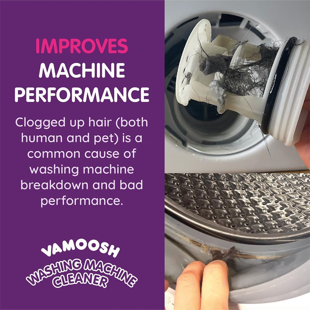6-In-1 Washing Machine Cleaner | for Front & Top Load Washers | Lemon Fresh Scent | Patented Hair Dissolving Technology | Removes Limescale | Made in UK | No Harmful Chemicals | 2X150G
