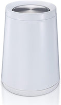 Household Swing White Bathroom Trash Can，Brushed Stainless Steel，10 L/3 by BRIEFHUMAN
