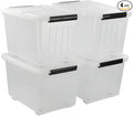 Asking 4-Pack Clear Large 50 L Plastic Storage Boxes, Plastic Storage Bins by Asking