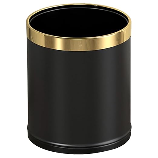 14L/3.7GAL Black and Gold Open Top Trash Can by LEASYLIFE