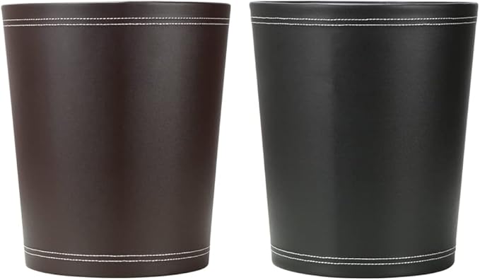 KINGFOM Classic Pu Leather Trash Can Wastebasket, Garbage Container Can - Image 9