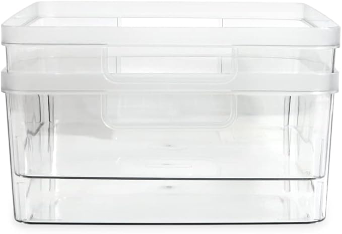 Isaac Jacobs 2-Pack Large Clear Storage Bins w/Cutout Handles, Plastic Organizer - Image 6