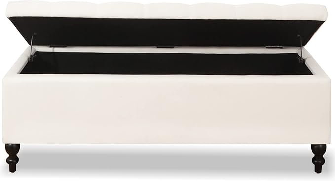 Storage Ottoman 50.2 Inches Upholstered Fabric Storage Ottoman Bench，Button - Image 6