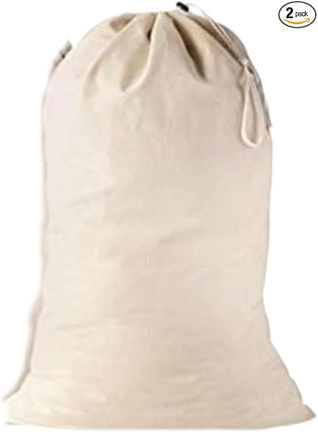 Large Cotton Laundry Bag, Heavy Duty Large Laundry Bags 24 x 36 inch Drawstring by QUBA+LINEN