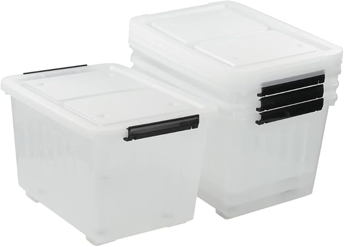 Asking 4-Pack Clear Large 50 L Plastic Storage Boxes, Plastic Storage Bins - Image 7