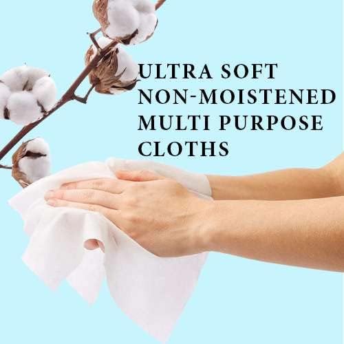 Disposable Dry Wipes, 200 Pack – Ultra Soft Non-Moistened Cleansing Cloths - Image 2