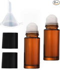 2Pcs Brown 30ml Glass Essential Oil Roller Bottles Refillable Roll on Bottles by Unknown