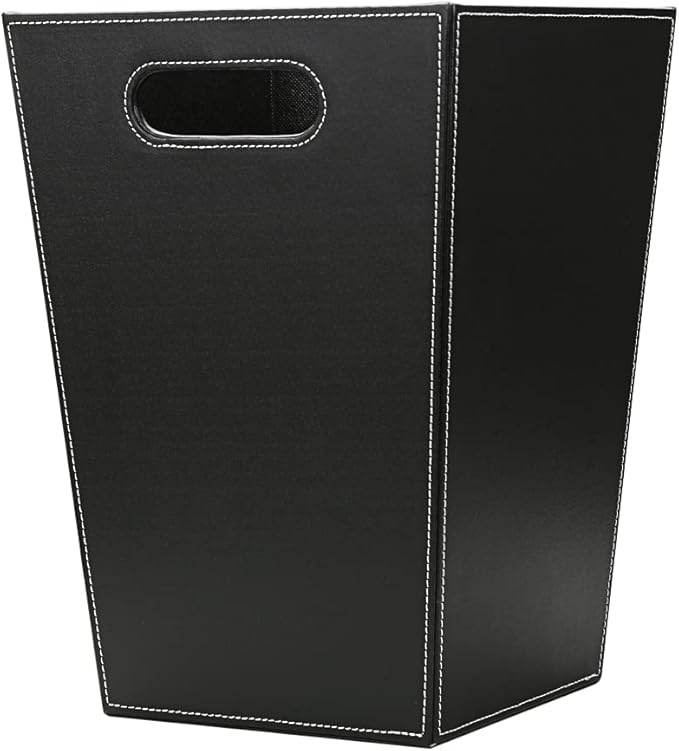 KINGFOM Classic Pu Leather Trash Can Wastebasket, Garbage Container Bin - Image 8
