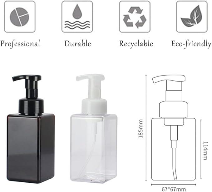 Foaming Soap Dispenser, 450ml Refillable Modern Square Pump Bottle - Image 6