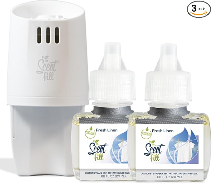 Scent Fill Fresh Linen Plug in Air Freshener, Scented Oil Refills, 2 Refills + by ScentFill