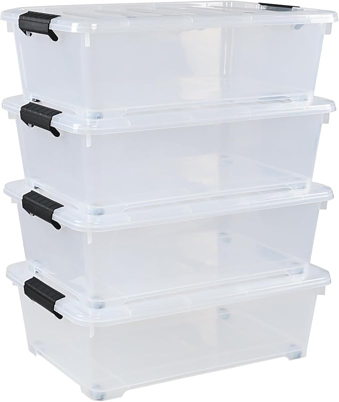 4 Packs 20 Quart Plastic Under Bed Storage Container - Image 7