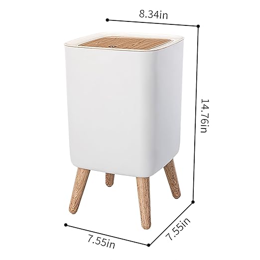 WanWanKa Mini White Plastic Trash Can, 2.6 Gallon Capacity, Slim Design - Image 8