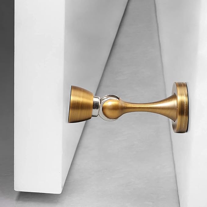 Door Stopper 6 Pack Magnetic Door Stops, Zinc Alloy Antique Brass Door Catch - Image 2