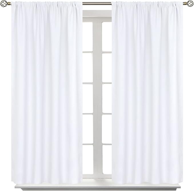 BGment Rod Pocket White Curtains 48 Inches Length by BGment
