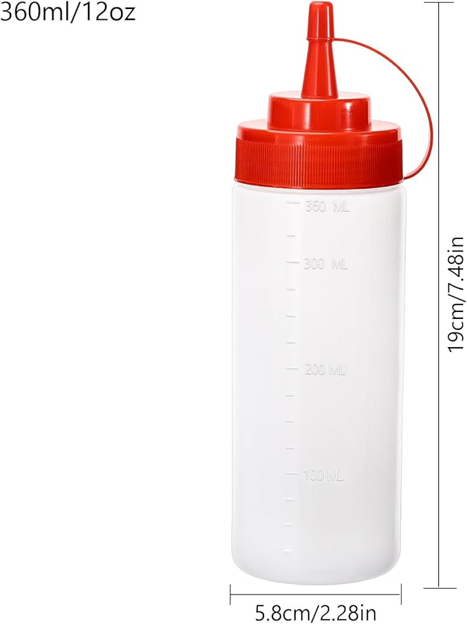 Condiment Squeeze Bottles Ketchup Dispenser, 6 Pack 12oz Squeeze Bottles - Image 2