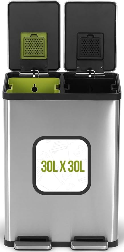 SIMPLI-MAGIC 16 Gallon Dual Compartment Step Trash Can – Kitchen Garbage Can by SIMPLI-MAGIC