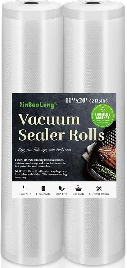Vacuum Sealer Bags for Food，Seal a Meal Bags Rolls，11inx20 Rolls 2 by xinbaolong