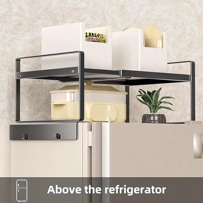 Adjustable Fridge Top Storage Rack, 12.4"-23.62" Expandable Organizer Shelf - Image 4