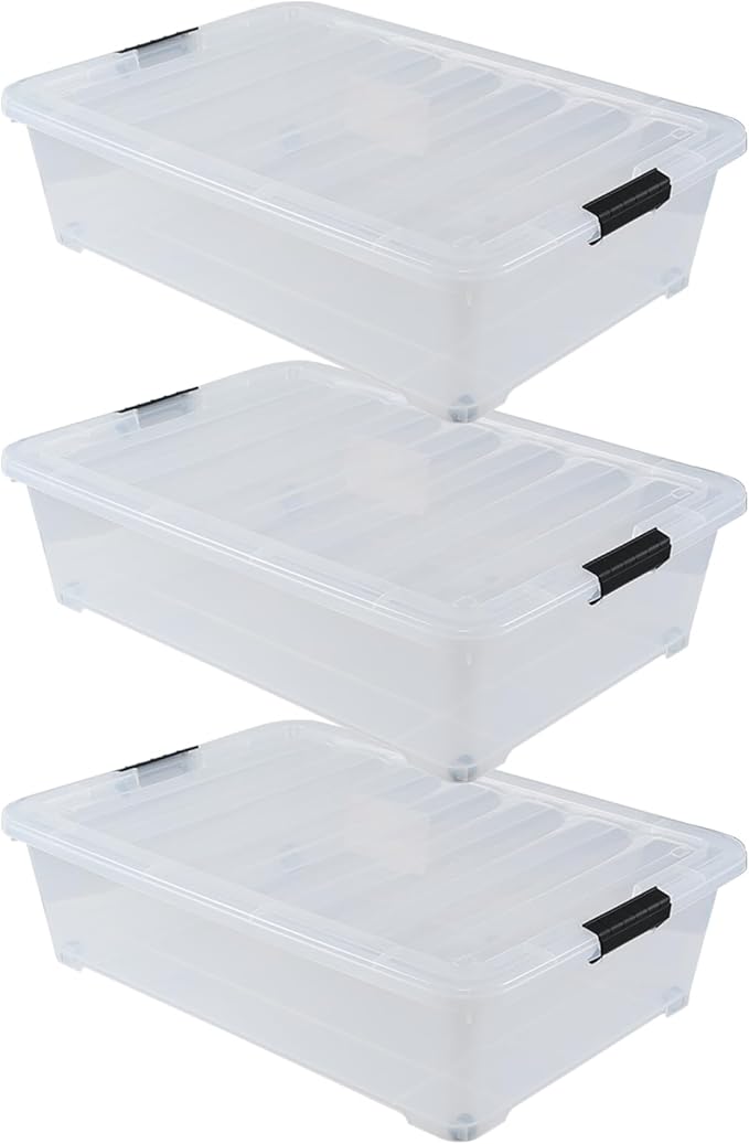 50 Quart Wheeled Latching Storage Box, Stackable Bin - Image 5