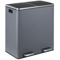 16 Gallon Rectangular Stainless Steel Trash Can, Dual Compartment Garbage Bin by ComfyCorner