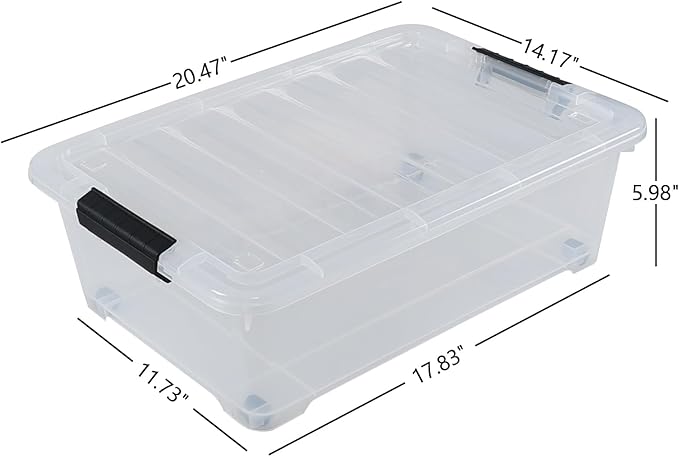 4 Pack 20 L Plastic Under Bed Storage Box - Image 2