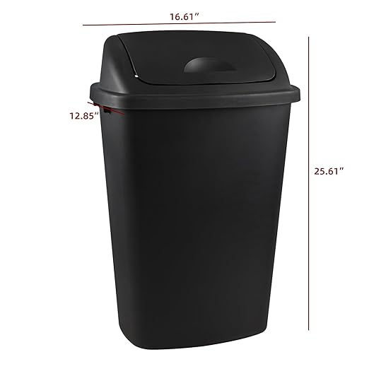 Zopnny 4-Pack Lidded Trash Can, 13 Gallon Black Plastic Garbage Bin - Image 2