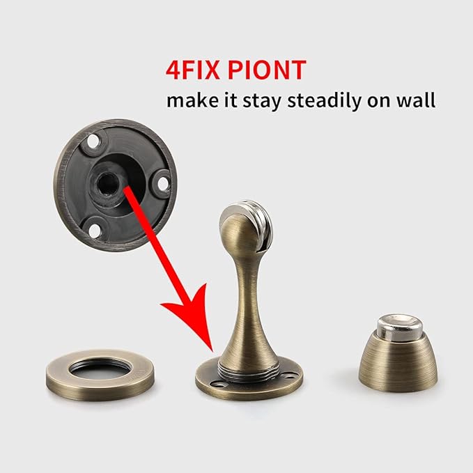YAGU Door Stopper 6 Pack Magnetic Door Stops, Zinc Alloy Brushed Bronze Door - Image 4