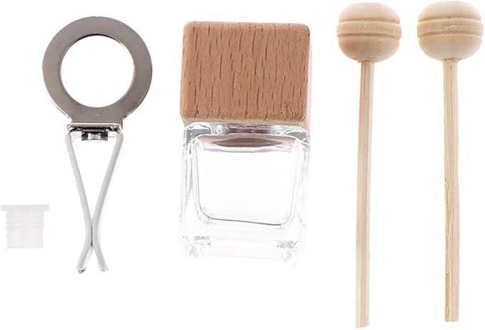 10 Pack, 8ml Clear Glass Car Air Freshener Perfume Clip Diffuser, Empty - Image 2