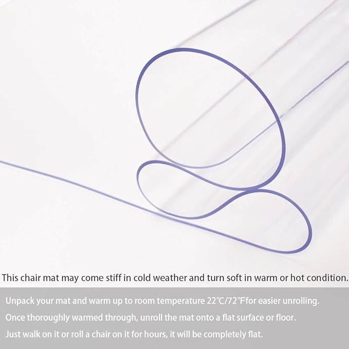 Office Chair Mat for Hardwood Floor, 1/8" Thick 55” x 35” Crystal Clear Hard - Image 3