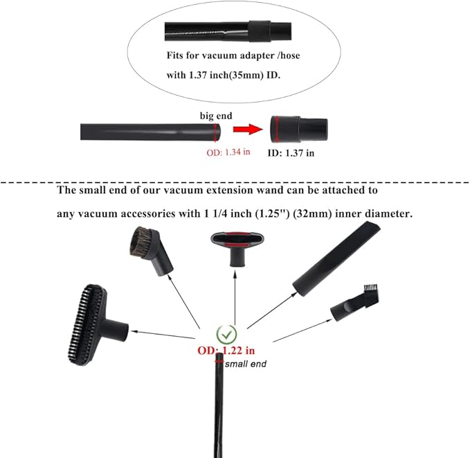 3 Pcs 1.25inch 32mm Vacuum Extension Wand 1 1/4" Plastic Wand Pipe - Image 3