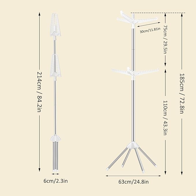 SUYU Clothes Drying Rack, Folding Clothes Drying Tree, 2 Layer - Image 3