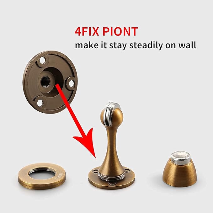 Door Stopper 6 Pack Magnetic Door Stops, Zinc Alloy Antique Brass Door Catch - Image 4