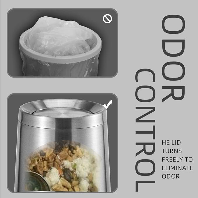 Household Swing Bathroom Trash Can，Brushed Stainless Steel，10 L/3 - Image 6