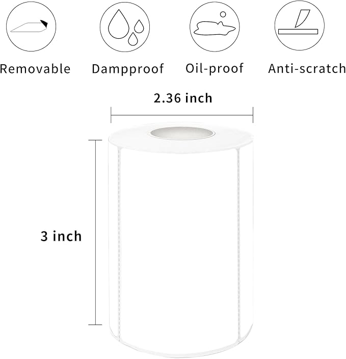 2×3 Inch White Removable Thermal Labels, Waterproof Thermal Label, 300 Sheets - Image 2