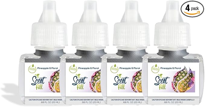 Scent Fill Pineapple & Floral Plug in Air Freshener, 4 Scented Oil Refills by ScentFill