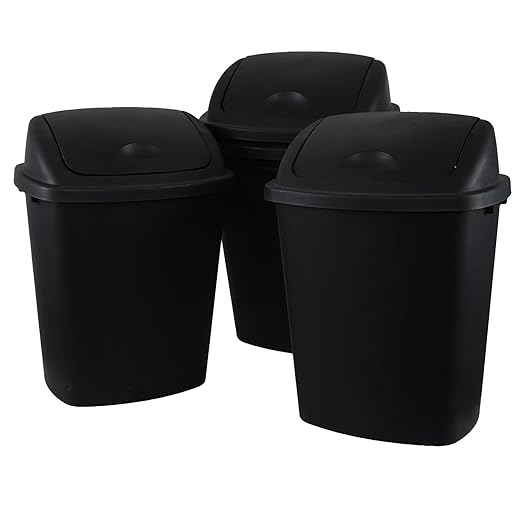 10 Gallon Black Swing Top Trash Cans - Image 2