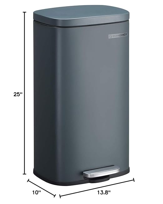SONGMICS Trash Can with Lid, 8 Gallon Garbage Can, Stainless Steel Small Waste - Image 8
