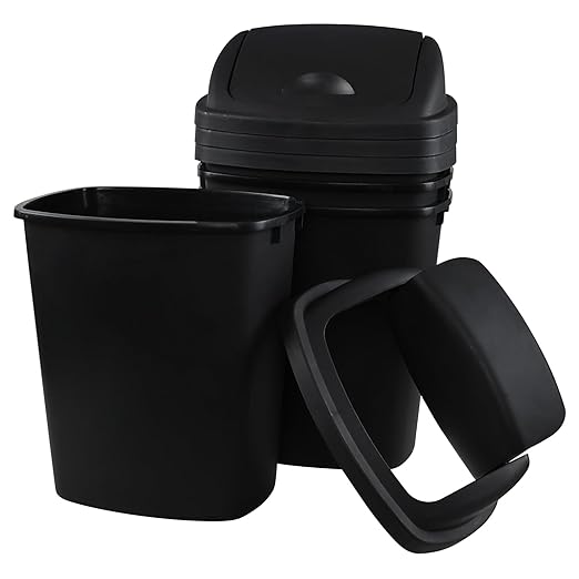 Zopnny 8 Gallon Plastic Swing Top Garag Bin, Lidded Wastebasket Trash Can - Image 7