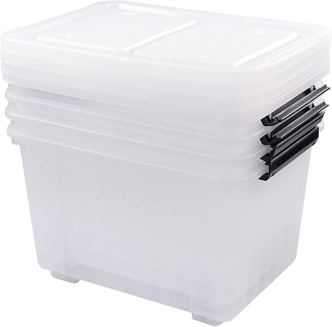 4 Packs 30 L Stackable Plastic Storage Bins - Image 6