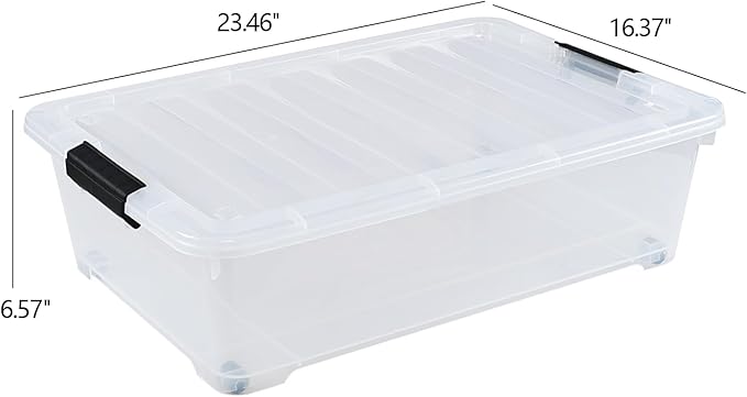 25 Quart Plastic Under Bed Storage Boxes, Wheeled UnderBed Storage Container - Image 2