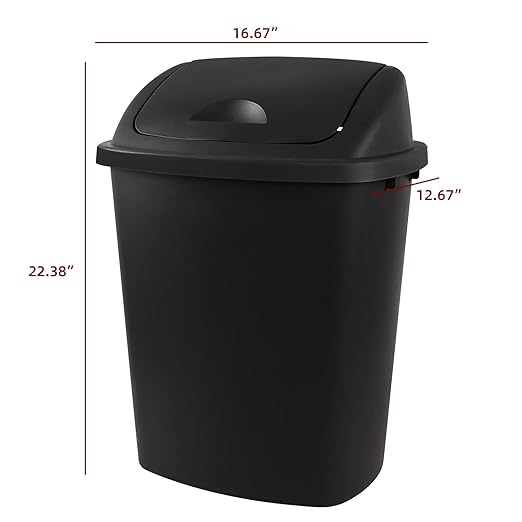 Zopnny 4-Pack 11 Gallon Swing Lid Trash Can, Plastic Swing-Top Garbage Can - Image 2