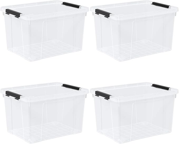 4 Pack Large Clear Plastic Storage Bins - Image 7