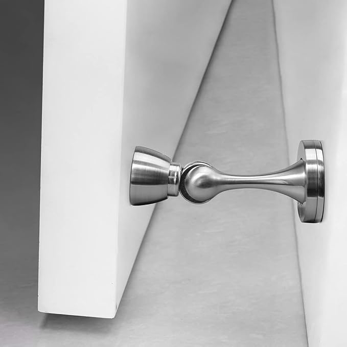 YAGU 2 Pack Silver Magnetic Door Stops Holder, Zinc Alloy Brushed Nickel Door - Image 2