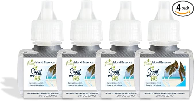 Scent Fill Island Essence Plug in Air Freshener, 4 Scented Oil Refills by ScentFill