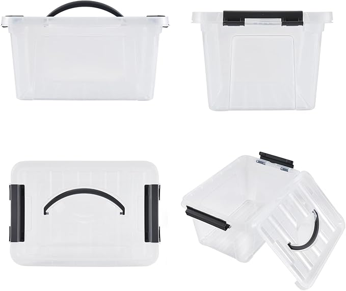 6 Quart Plastic Stackable Storage Latch Bins - Image 4