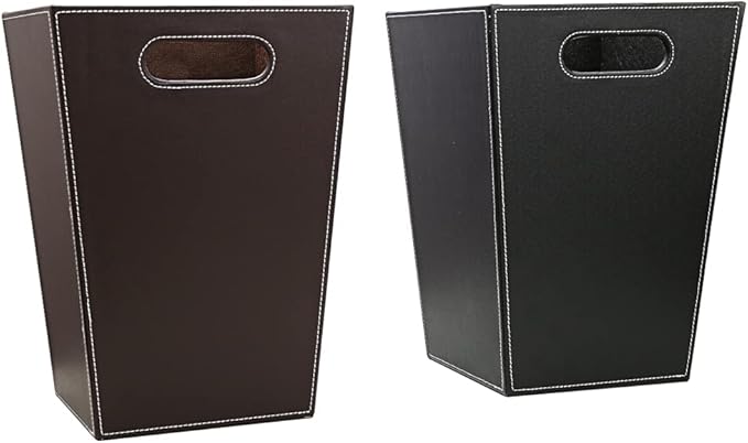 KINGFOM Classic Pu Leather Trash Can Wastebasket, Garbage Container Bin - Image 8