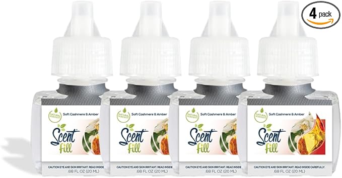Scent Fill Soft Cashmere & Amber Plug in Air Freshener, 4 Scented Oil Refills by ScentFill