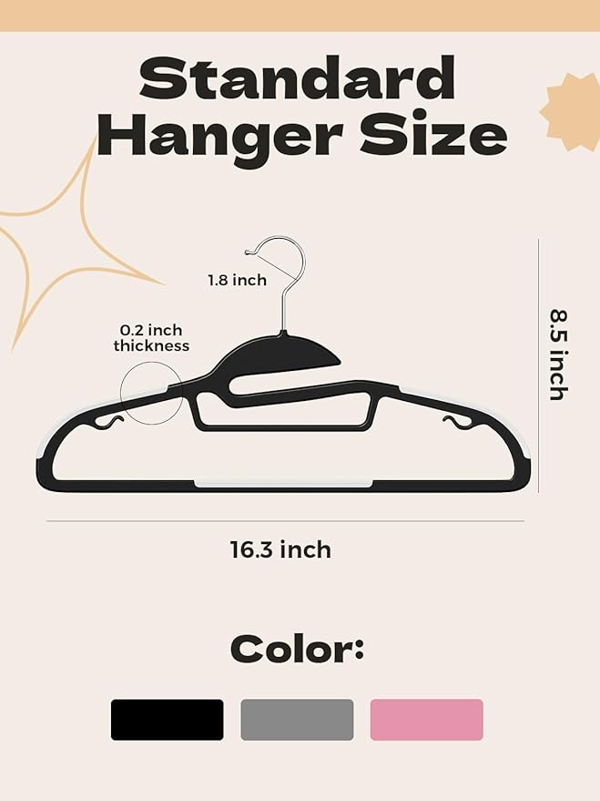 HOUSE DAY Black Plastic Hangers 30 Pack, Slim Space Saving, Non Slip Clothes - Image 8